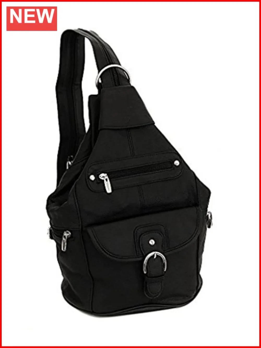 Vintage Genuine Leather 7-Pocket Convertible Sling Backpack Purse